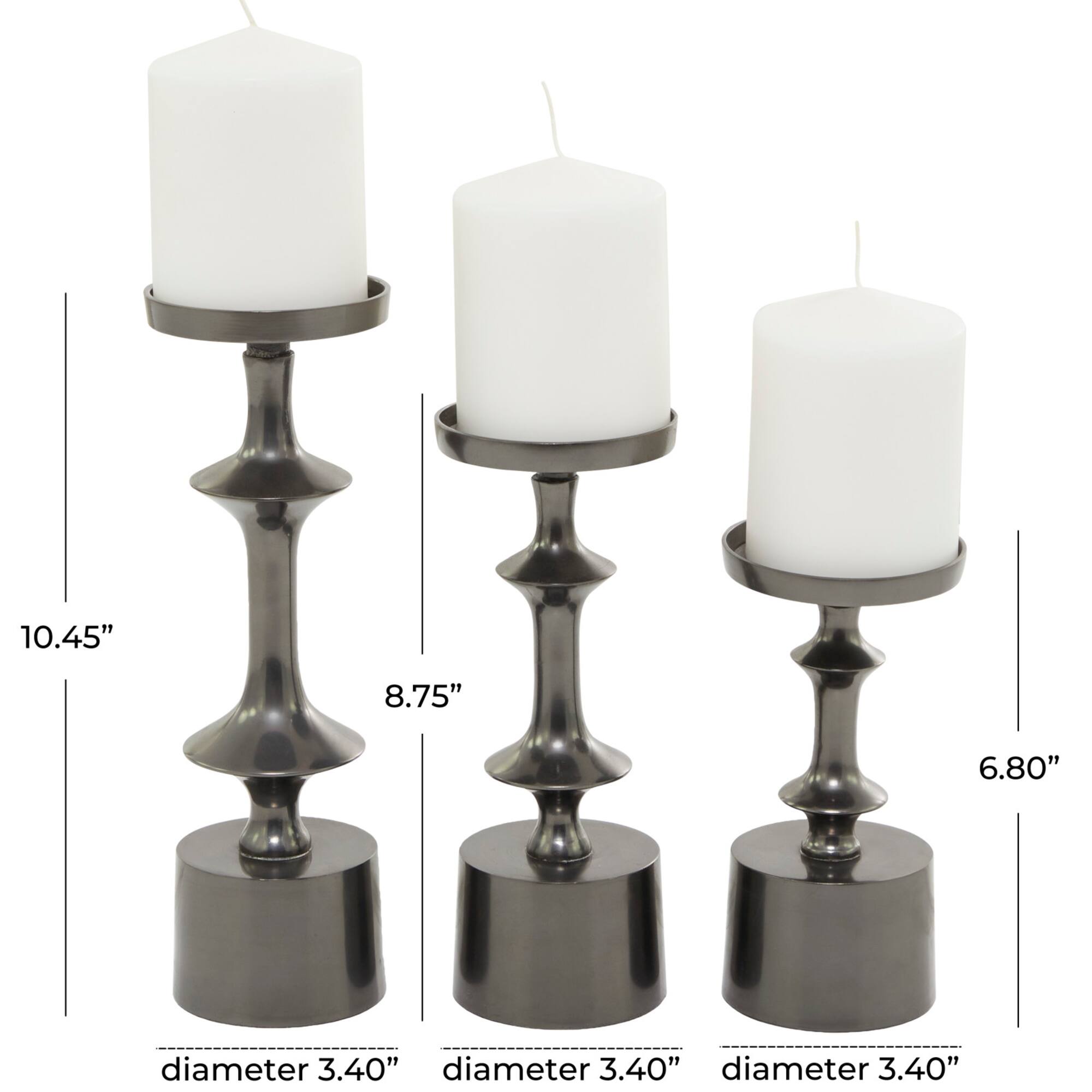 CosmoLiving by Cosmopolitan Black Aluminum Pillar Candle Holder Set